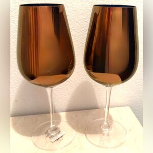 2 NWTs Pier 1 Bronze Goblets 16oz. Slovakia
